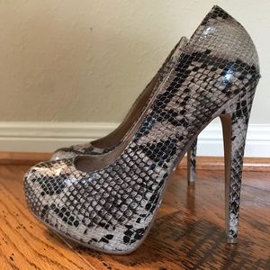 snake print platform heels